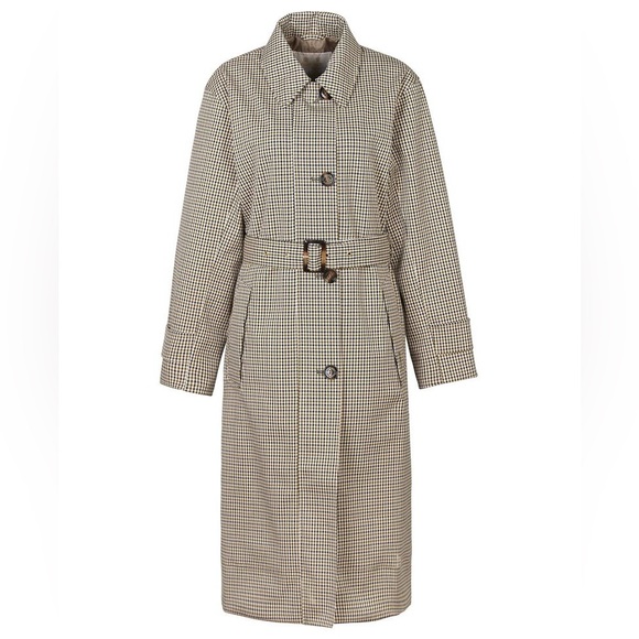 New BARBOUR Somerland Belted Checked Cotton-blend Trench Coat Size 10 - Picture 3 of 16